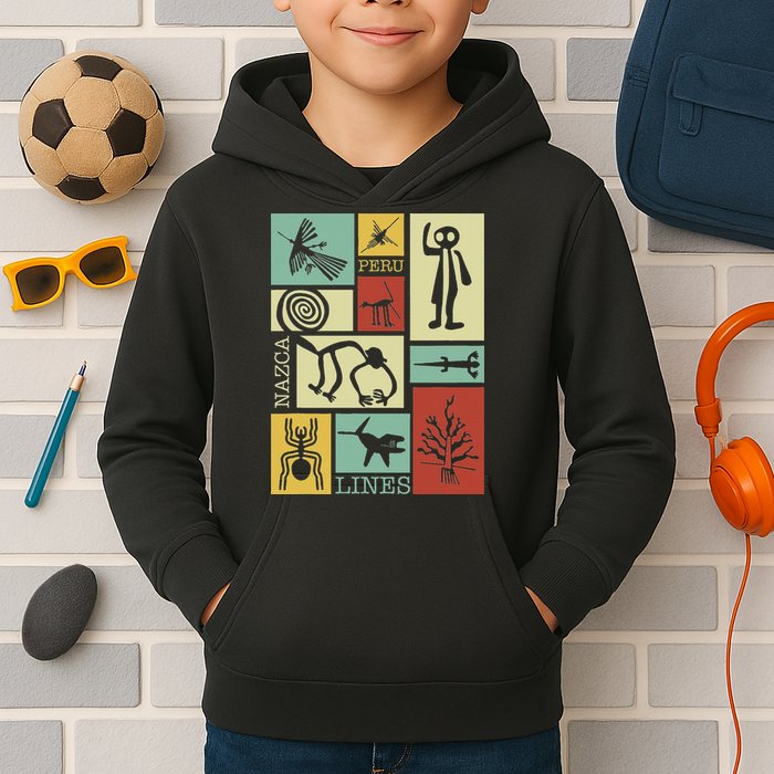 Nazca Lines Peru Geoglyphs Retro Box Artworks Kids Hoodie