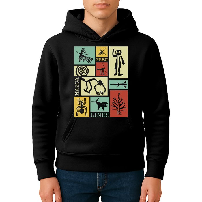 Nazca Lines Peru Geoglyphs Retro Box Artworks Kids Hoodie