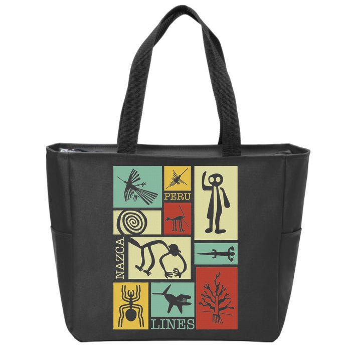 Nazca Lines Peru Geoglyphs Retro Box Artworks Zip Tote Bag