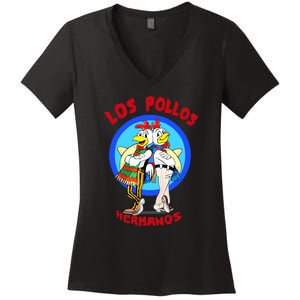 New Los Pollos Cool Vector Design Tshirt Women's V-Neck T-Shirt