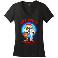 New Los Pollos Cool Vector Design Tshirt Women's V-Neck T-Shirt