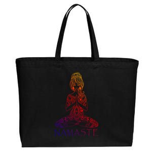 Namaste Lotus Position Yoga (Black) Meaningful Gift Cotton Canvas Jumbo Tote