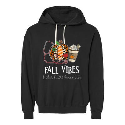 Nurse Leopard Pumpkin Fall Vibes And That NICU Nurse Life Garment-Dyed Fleece Hoodie