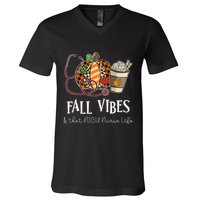 Nurse Leopard Pumpkin Fall Vibes And That NICU Nurse Life V-Neck T-Shirt