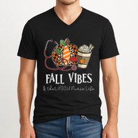 Nurse Leopard Pumpkin Fall Vibes And That NICU Nurse Life V-Neck T-Shirt