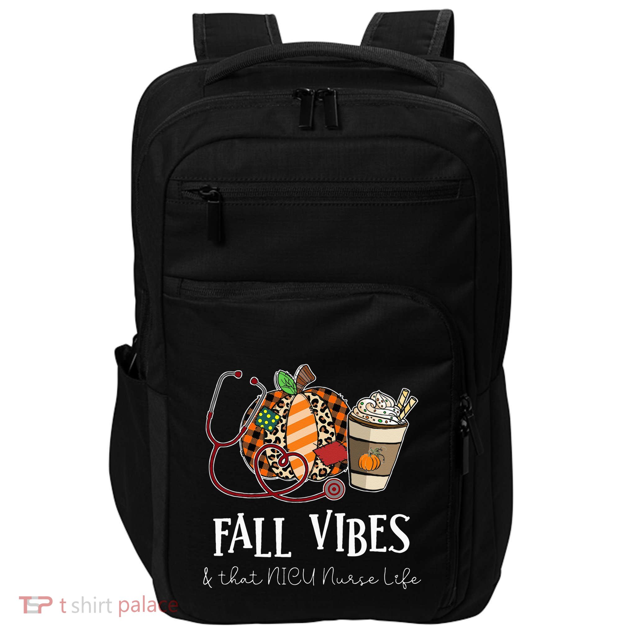 Nurse Leopard Pumpkin Fall Vibes And That NICU Nurse Life Impact Tech Backpack