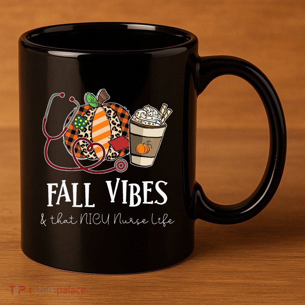 Nurse Leopard Pumpkin Fall Vibes And That NICU Nurse Life 11oz C Handle Ceramic Mug