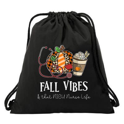 Nurse Leopard Pumpkin Fall Vibes And That NICU Nurse Life Drawstring Bag