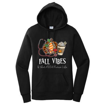 Nurse Leopard Pumpkin Fall Vibes And That NICU Nurse Life Women's Pullover Hoodie