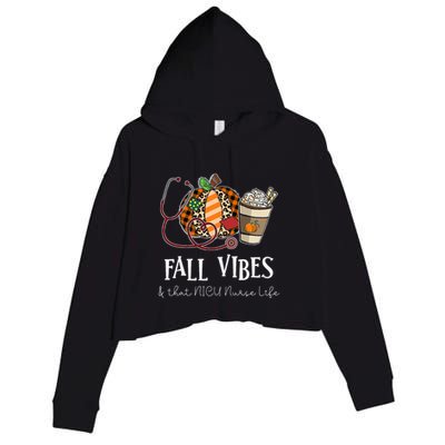 Nurse Leopard Pumpkin Fall Vibes And That NICU Nurse Life Crop Fleece Hoodie