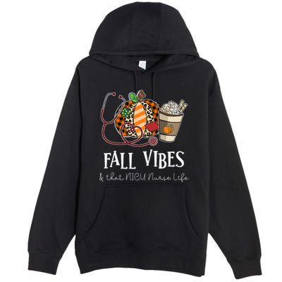 Nurse Leopard Pumpkin Fall Vibes And That NICU Nurse Life Premium Pullover Hoodie