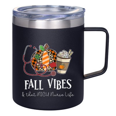 Nurse Leopard Pumpkin Fall Vibes And That NICU Nurse Life 12oz Stainless Steel Coffee Mug
