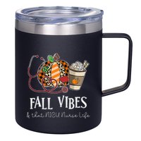 Nurse Leopard Pumpkin Fall Vibes And That NICU Nurse Life 12oz Stainless Steel Coffee Mug