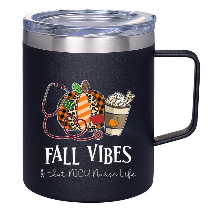 Nurse Leopard Pumpkin Fall Vibes And That NICU Nurse Life 12oz Stainless Steel Coffee Mug