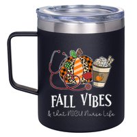 Nurse Leopard Pumpkin Fall Vibes And That NICU Nurse Life 12oz Stainless Steel Coffee Mug