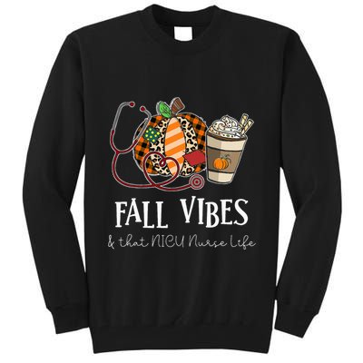 Nurse Leopard Pumpkin Fall Vibes And That NICU Nurse Life Tall Sweatshirt