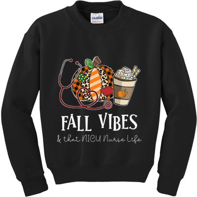 Nurse Leopard Pumpkin Fall Vibes And That NICU Nurse Life Kids Sweatshirt
