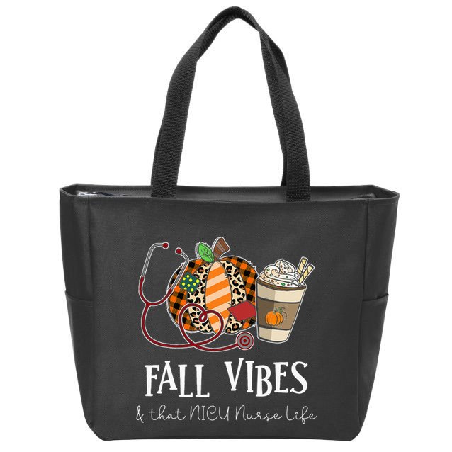Nurse Leopard Pumpkin Fall Vibes And That NICU Nurse Life Zip Tote Bag