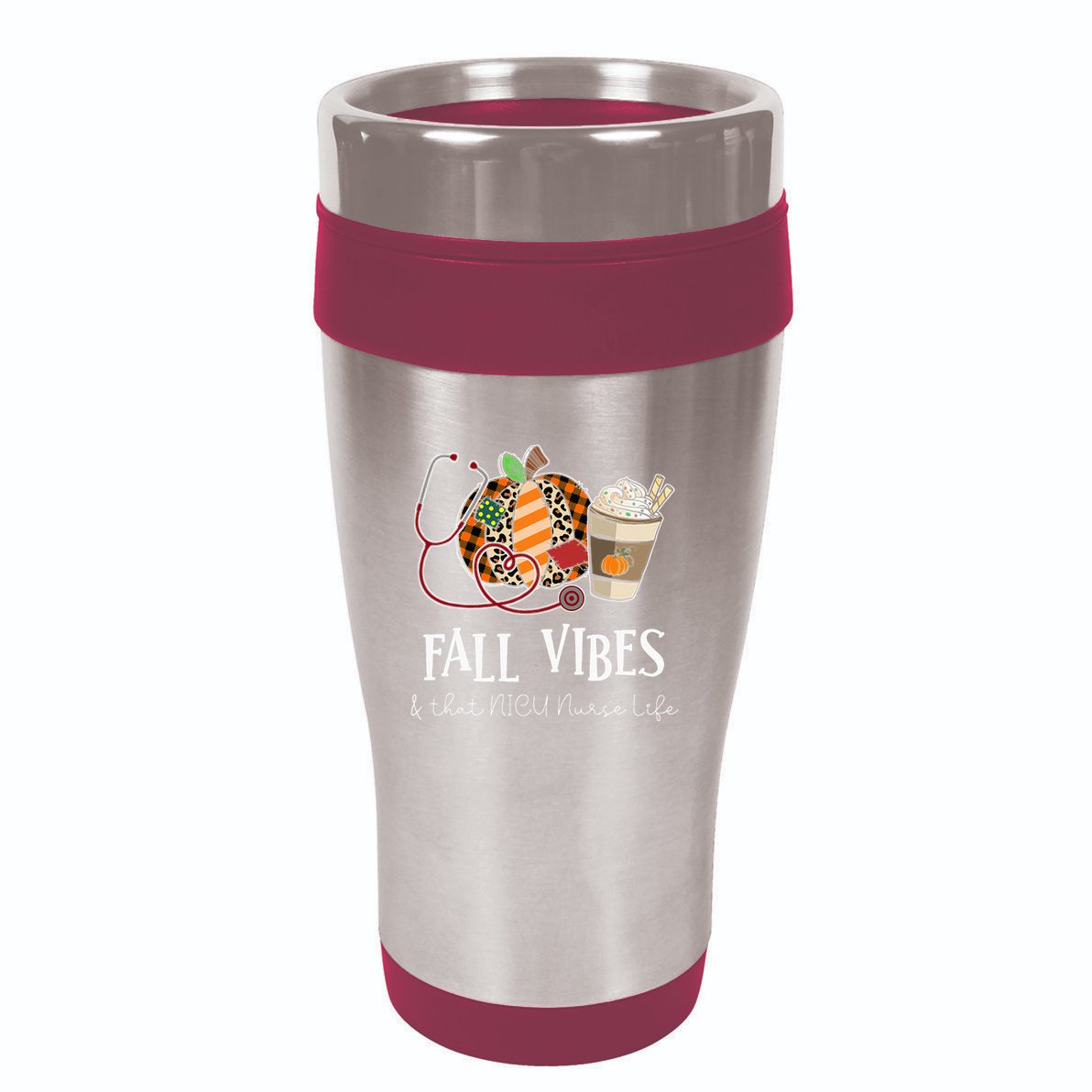Nurse Leopard Pumpkin Fall Vibes And That NICU Nurse Life 16oz Travel Tumbler