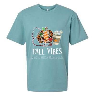 Nurse Leopard Pumpkin Fall Vibes And That NICU Nurse Life Sueded Cloud Jersey T-Shirt