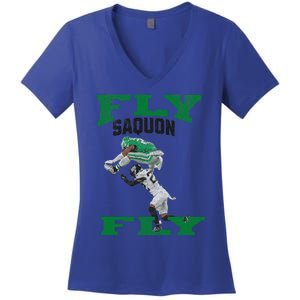 No Look Reverse Hurdle Fly Saquon Fly Football Women's V-Neck T-Shirt