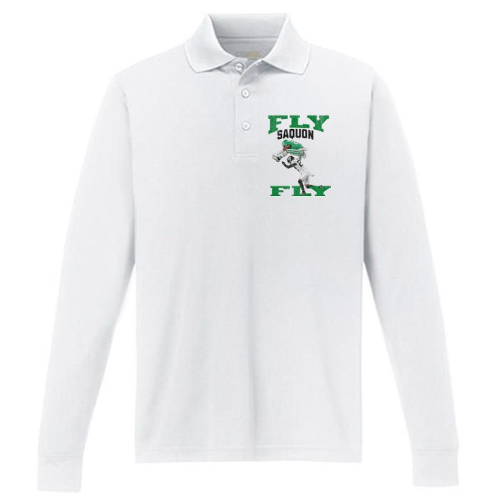 No Look Reverse Hurdle Fly Saquon Fly Football Performance Long Sleeve Polo