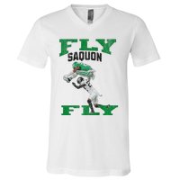 No Look Reverse Hurdle Fly Saquon Fly Football V-Neck T-Shirt