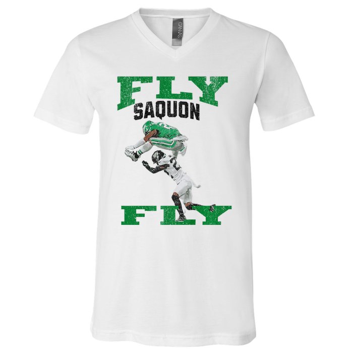 No Look Reverse Hurdle Fly Saquon Fly Football V-Neck T-Shirt