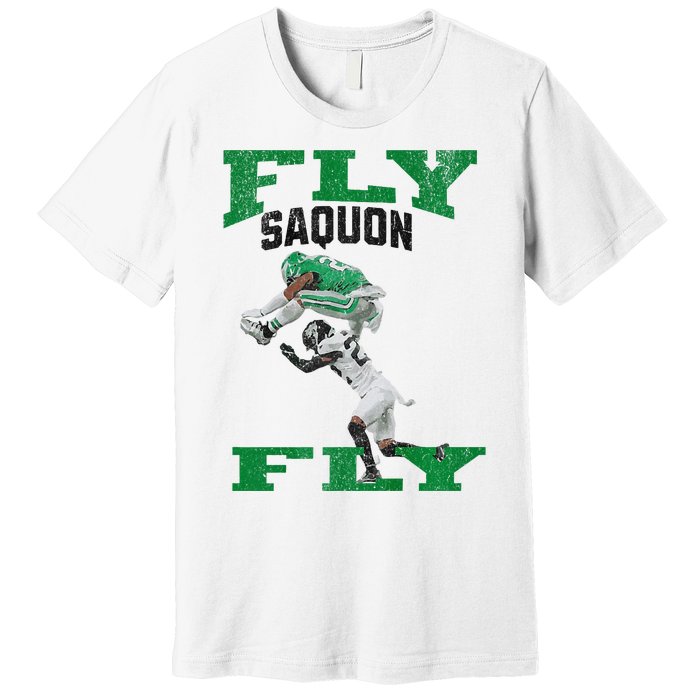 No Look Reverse Hurdle Fly Saquon Fly Football Premium T-Shirt