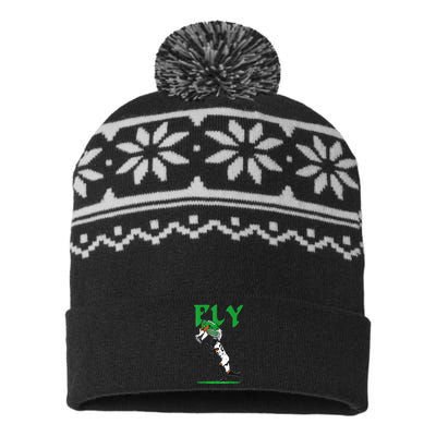 No Look Reverse Hurdle Fly Saquon Fly Football USA-Made Snowflake Beanie