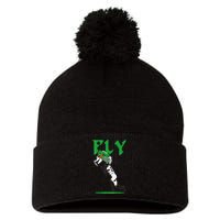 No Look Reverse Hurdle Fly Saquon Fly Football Pom Pom 12in Knit Beanie