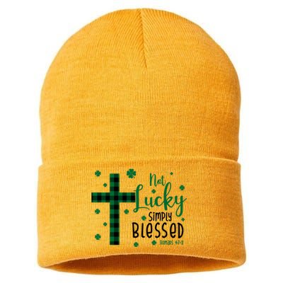 Not Lucky Simply Blessed St Patrick's Day Christianity Sustainable Knit Beanie