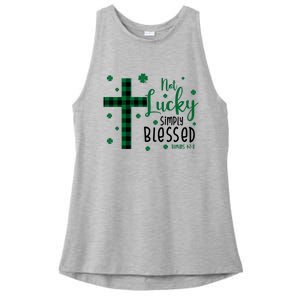 Not Lucky Simply Blessed St Patrick's Day Christianity Ladies PosiCharge Tri-Blend Wicking Tank