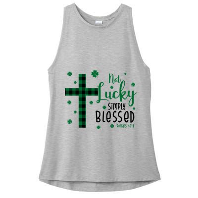 Not Lucky Simply Blessed St Patrick's Day Christianity Ladies PosiCharge Tri-Blend Wicking Tank