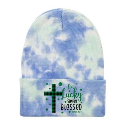 Not Lucky Simply Blessed St Patrick's Day Christianity Tie Dye 12in Knit Beanie