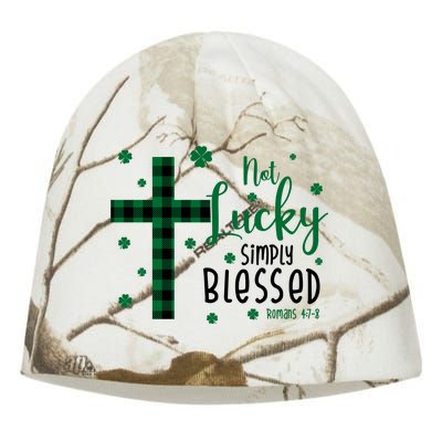 Not Lucky Simply Blessed St Patrick's Day Christianity Kati - Camo Knit Beanie