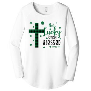 Not Lucky Simply Blessed St Patrick's Day Christianity Women's Perfect Tri Tunic Long Sleeve Shirt