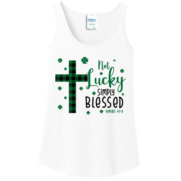 Not Lucky Simply Blessed St Patrick's Day Christianity Ladies Essential Tank