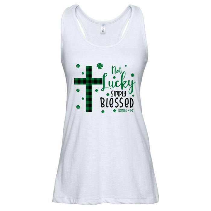 Not Lucky Simply Blessed St Patrick's Day Christianity Ladies Essential Flowy Tank