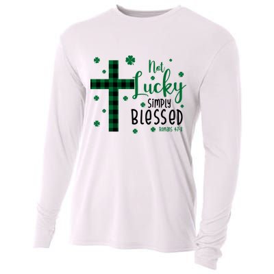 Not Lucky Simply Blessed St Patrick's Day Christianity Cooling Performance Long Sleeve Crew