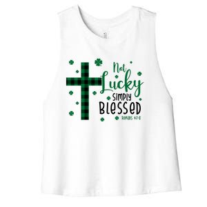 Not Lucky Simply Blessed St Patrick's Day Christianity Women's Racerback Cropped Tank