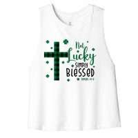 Not Lucky Simply Blessed St Patrick's Day Christianity Women's Racerback Cropped Tank