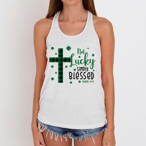 Not Lucky Simply Blessed St Patrick's Day Christianity Women's Knotted Racerback Tank