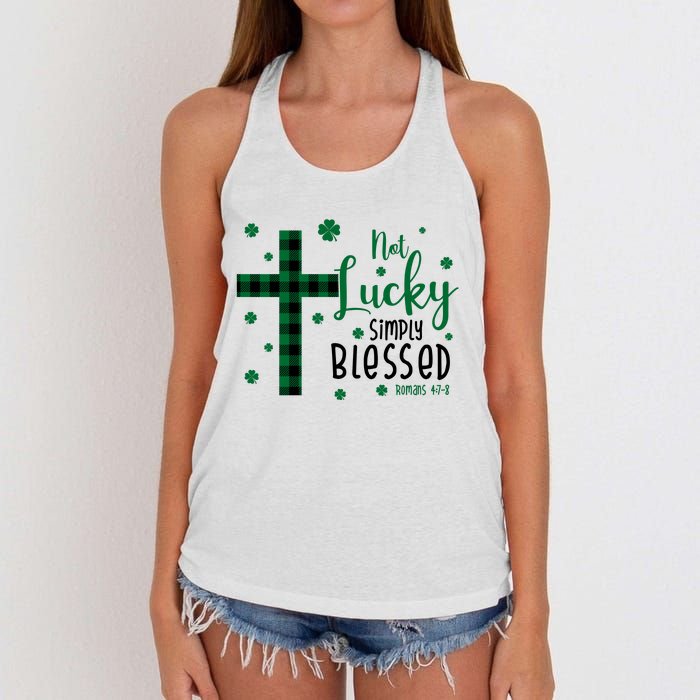 Not Lucky Simply Blessed St Patrick's Day Christianity Women's Knotted Racerback Tank