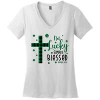 Not Lucky Simply Blessed St Patrick's Day Christianity Women's V-Neck T-Shirt