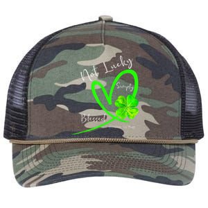 Not Lucky Simply Blessed Christian Shamrock St Patricks Day Retro Rope Trucker Hat Cap