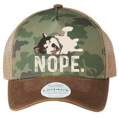 Nope Lazy Siberian Husky Legacy Tie Dye Trucker Hat