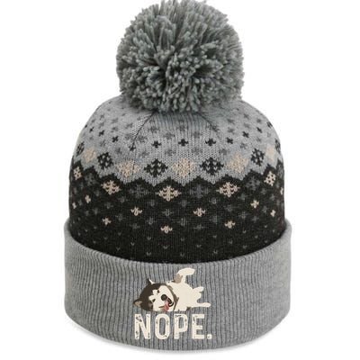 Nope Lazy Siberian Husky The Baniff Cuffed Pom Beanie