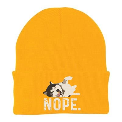 Nope Lazy Siberian Husky Knit Cap Winter Beanie