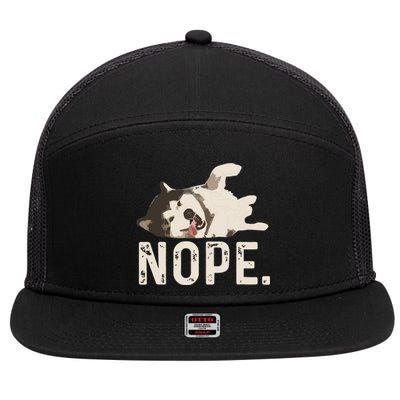 Nope Lazy Siberian Husky 7 Panel Mesh Trucker Snapback Hat